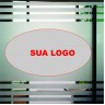 FAIXA PELÍCULA JATEADA PARA PORTAS DE VIDRO COM LOGO PERSONALIZADA - FAIXA COM LISTRAS E LOGO VAZADO